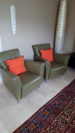 Twee echt lederen design fauteuils, met wat leerschade, Huis en Inrichting, Fauteuils, Ophalen, Gebruikt, 75 tot 100 cm, 50 tot 75 cm