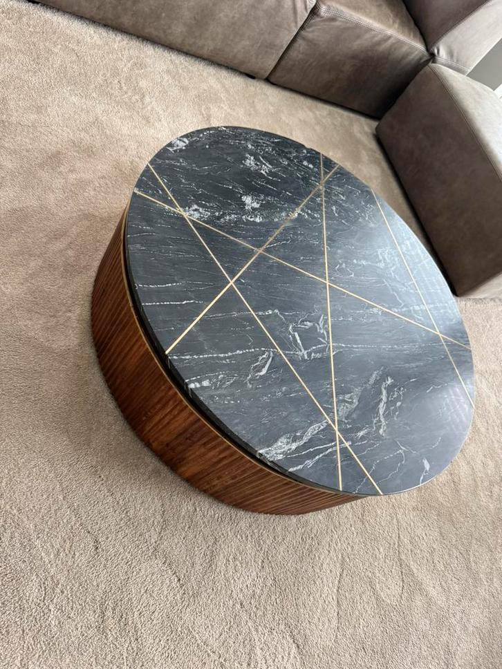 Salontafel, Huis en Inrichting, Banken | Voetenbanken en Poefen, Zo goed als nieuw, Minder dan 50 cm, Rond, Ophalen