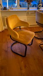4x velvet gele eetkamertafel stoel, Huis en Inrichting, Stoelen, Vier, Stof, Zo goed als nieuw, Ophalen