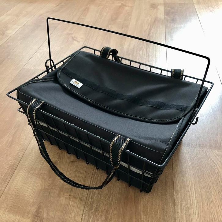 Rollator tas + mand draadstaal zwart - kan ook op fiets, Diversen, Rollators, Zo goed als nieuw, Ophalen of Verzenden