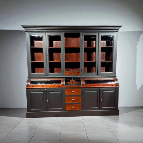 Chique Black vintage teak grutterskast apothekerskast, Huis en Inrichting, Kasten | Buffetkasten, Zo goed als nieuw, Minder dan 100 cm