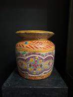 Originele oude Melkpot handbeschilderd, waterkruik vaas, Ophalen of Verzenden
