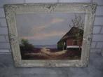 Schilderij ,J.VOS  ,minstends 100 jaar oud,zie foto,s, Ophalen, Schilderij, 50 tot 75 cm, Oorspronkelijke maker