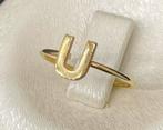 Prachtige 14 karaats gouden ring met letter U, 18 tot 19, Nieuw, Ophalen of Verzenden, Dame of Heer