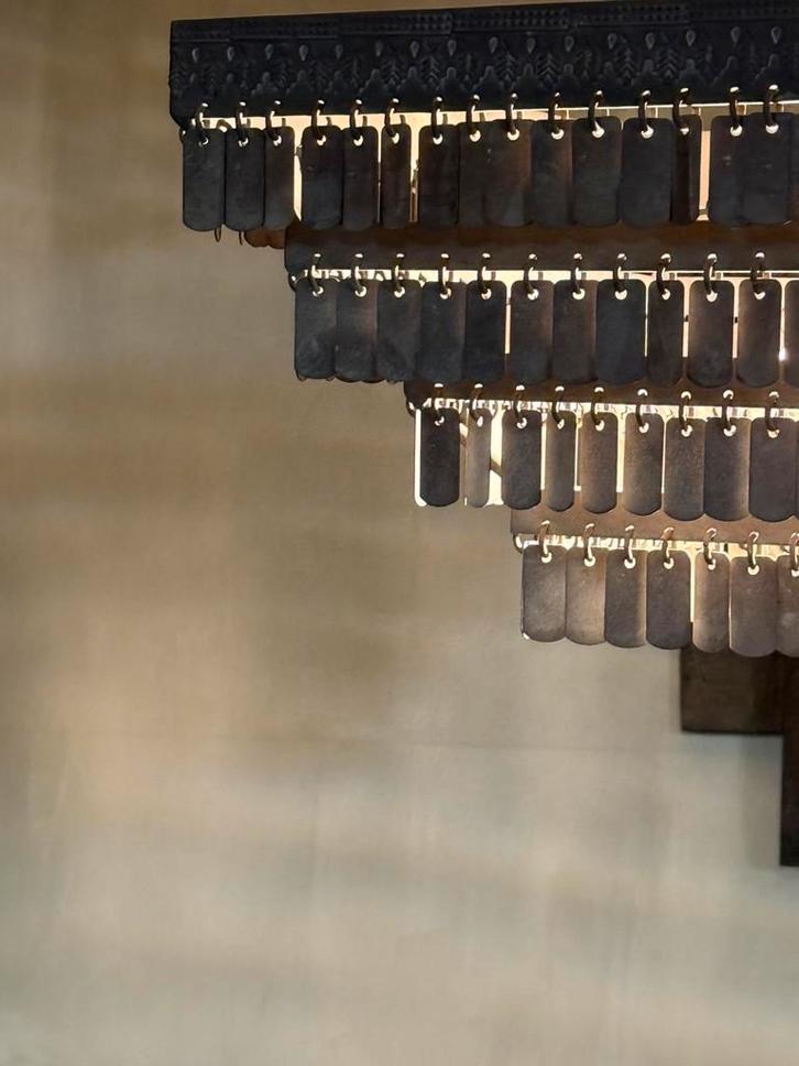 Hanglamp schijfjes (rustic grey brown), Huis en Inrichting, Lampen | Hanglampen, Nieuw, Minder dan 50 cm, Metaal, Ophalen of Verzenden