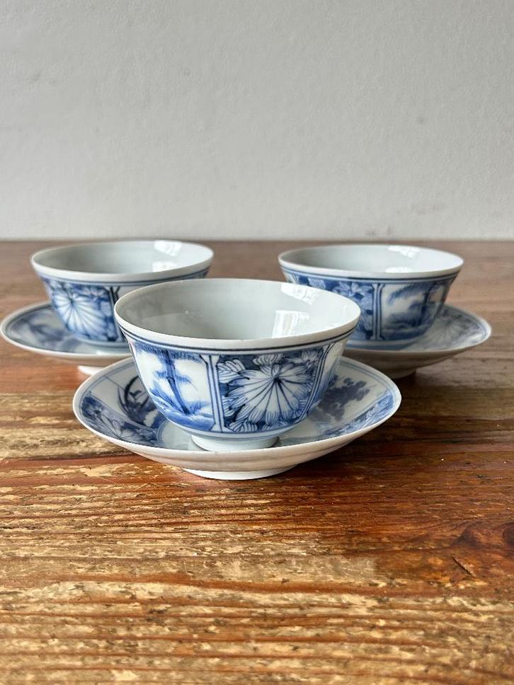 3 kop en schotels  - porselein / eierschaal, Antiek en Kunst, Antiek | Porselein, Ophalen of Verzenden