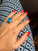 Zilveren ring met topaas - Maat 17, Ophalen of Verzenden, Zo goed als nieuw, 17 tot 18, Met edelsteen