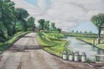 schilderij hollands landschap met boerderij, Huis en Inrichting, Woonaccessoires | Schilderijen, Tekeningen en Foto's, Minder dan 50 cm
