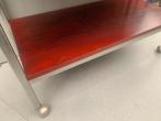 Audiotafel bijzettafel bruinrood chroom - vintage retro, Ophalen, Gebruikt, 50 tot 100 cm, Onbekend