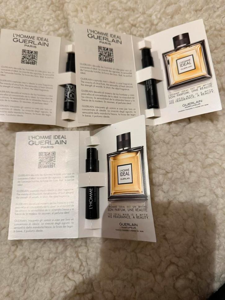 3x Guerlain L'Homme Idéal Sample - Ideaal om te proberen!, Sieraden, Tassen en Uiterlijk, Uiterlijk | Parfum, Nieuw, Verzenden
