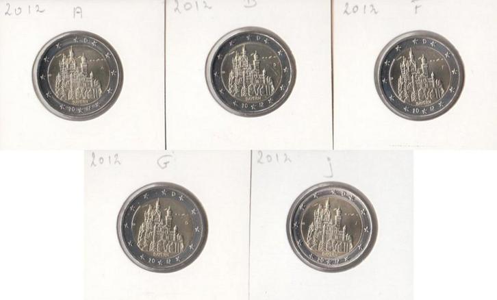Duitsland 2 Euro Set "Kasteel Neuschwannstein Bayern" 2012, Postzegels en Munten, Munten | Europa | Euromunten, Setje, 2 euro