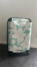 Koffer/Trolley/Handbagagekoffer Turquoise met bloemen, Ophalen of Verzenden, Nieuw, Hard kunststof, Slot