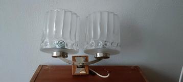 Dubbele Wandlamp met Glazen Kappen & Trekkoord beschikbaar voor biedingen