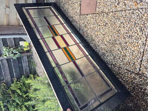 Glas in lood in houten kozijn x 3, Doe-het-zelf en Verbouw, Glas en Ramen, Gebruikt, Gevelraam of Ruit, Minder dan 80 cm, 80 tot 120 cm