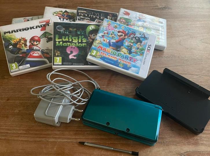 Nintendo 3DS met spellen, Spelcomputers en Games, Spelcomputers | Nintendo 2DS en 3DS, Gebruikt, 3DS, Blauw, Ophalen of Verzenden