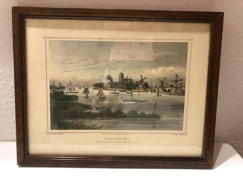 dordrecht gezien van steenekamer over de rivier, Antiek en Kunst, Kunst | Schilderijen | Klassiek, Ophalen of Verzenden