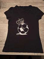 Zwart voetbal shirt met kroon / XL, Kleding | Dames, T-shirts, Ophalen of Verzenden, Lotto, Zo goed als nieuw, Maat 46/48 (XL) of groter