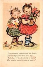 Twee meiskes - Antieke ansichtkaart kinderen rijmpje, Verzamelen, Ansichtkaarten | Themakaarten, Ophalen of Verzenden, 1920 tot 1940