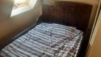 Bed, vintage twijfelaar, Huis en Inrichting, Slaapkamer | Bedden, Ophalen, Gebruikt, Bruin, 190 cm of minder
