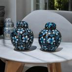 Gemberpot bleu flowers, Overige kleuren, Ophalen of Verzenden, Minder dan 50 cm, Glas