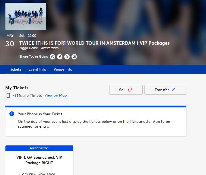 Twice concert amsterdam VIP 30 mei, Tickets en Kaartjes, Eén persoon, Mei