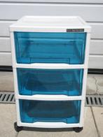 Ladekast Iris Ohyama met blauwe transparante laden, Huis en Inrichting, Kasten | Ladekasten, Ophalen, Kunststof, Gebruikt, 50 tot 100 cm