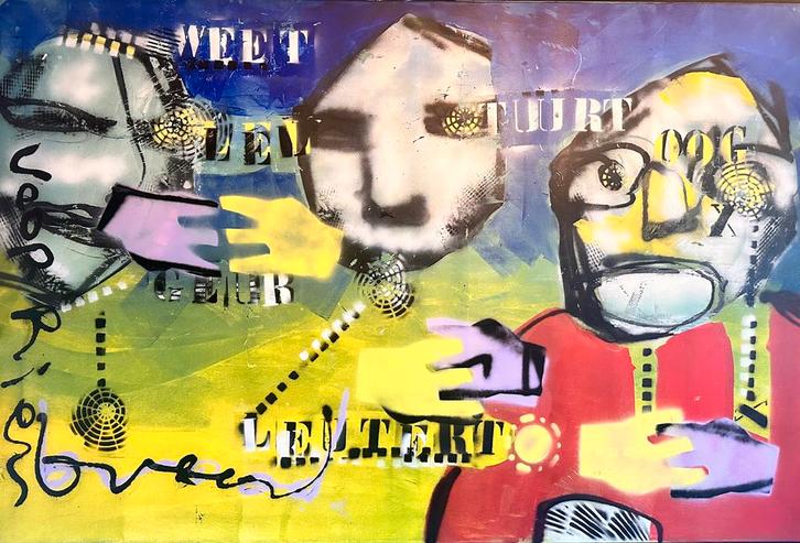 Schilderij van Herman Brood “Zintuigen” incl certificaat, Antiek en Kunst, Kunst | Schilderijen | Modern, Ophalen