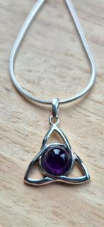 Zilveren kettinghanger Triqueta met Amethist, Paars, Nieuw, Ophalen of Verzenden, Zilver
