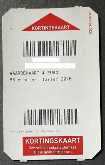 Parkeerkaart 4 euro VMUC - P2  beschikbaar voor biedingen