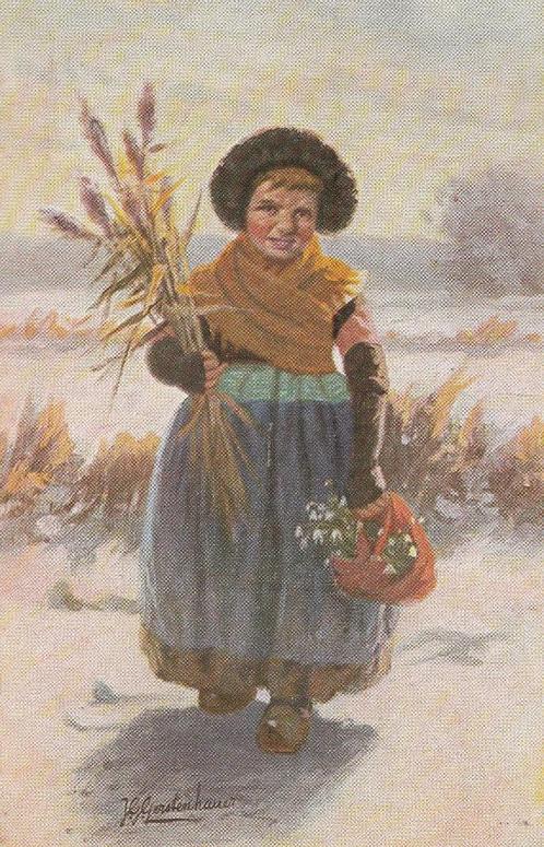 Gerstenhauer - 78 - twa : Serie 59 - Meisje met Rietpluimen, Verzamelen, Ansichtkaarten | Themakaarten, Voor 1920, Kinderen, Verzenden