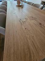 Massief Eiken Eettafel + 10 Stoelen, Ophalen, 100 tot 150 cm, Eikenhout, 200 cm of meer
