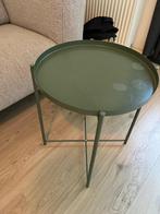 Bijzettafel met dienblad, Huis en Inrichting, Tafels | Bijzettafels, Minder dan 55 cm, Gebruikt, Rond, Hout