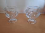 2 vintage luminarc glazen eierdopjes in de vorm van kip,, Antiek en Kunst, Ophalen of Verzenden