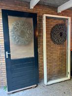 Hardhouten buitendeur incl. Kozijn, Doe-het-zelf en Verbouw, Deuren en Horren, Gebruikt, 80 tot 100 cm, Ophalen of Verzenden, Buitendeur
