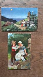 Bij de waterput/-pomp.Nachtliefde.Jongelui, poes, volle maan, Ophalen of Verzenden, Overige thema's