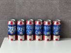 6 PSV blikken bier nog vol ,100 jarig bestaan , Bavaria, Ophalen of Verzenden, Nieuw, Overige typen, Bavaria