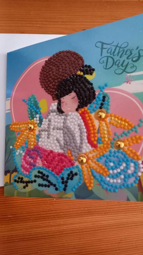 Kaart met envelop.
Diamond painting.
Fathersday., Hobby en Vrije tijd, Kaarten | Zelfgemaakt, Nieuw, Ophalen of Verzenden