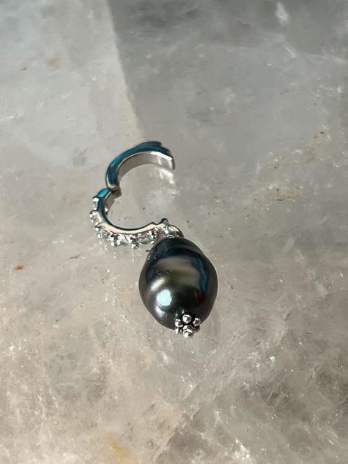 Tahiti zoutwater parel topaas clip over hanger geluk uniek, Sieraden, Tassen en Uiterlijk, Kettingen, Nieuw, Zilver, Met edelsteen