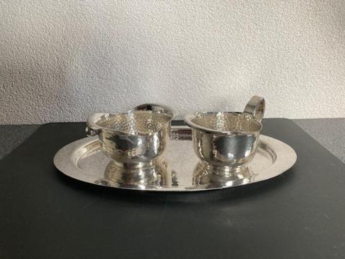 Georg Nilsson verzilverd roomstel 3 delig art deco gemerkt, Antiek en Kunst, Antiek | Bestek, Ophalen of Verzenden