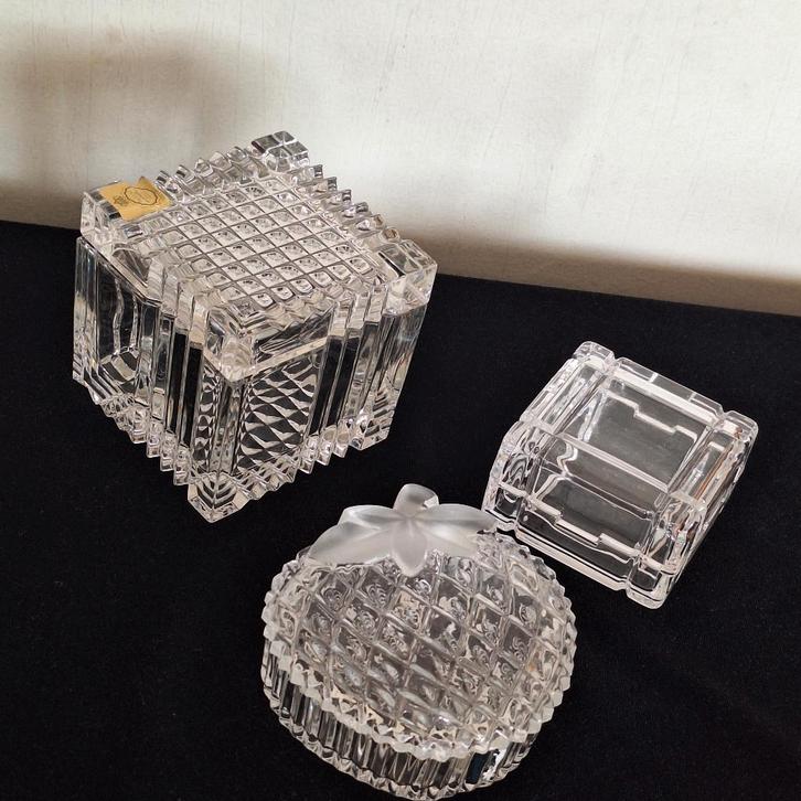 3 sieraden doosjes vintage kristal, Antiek en Kunst, Curiosa en Brocante, Ophalen
