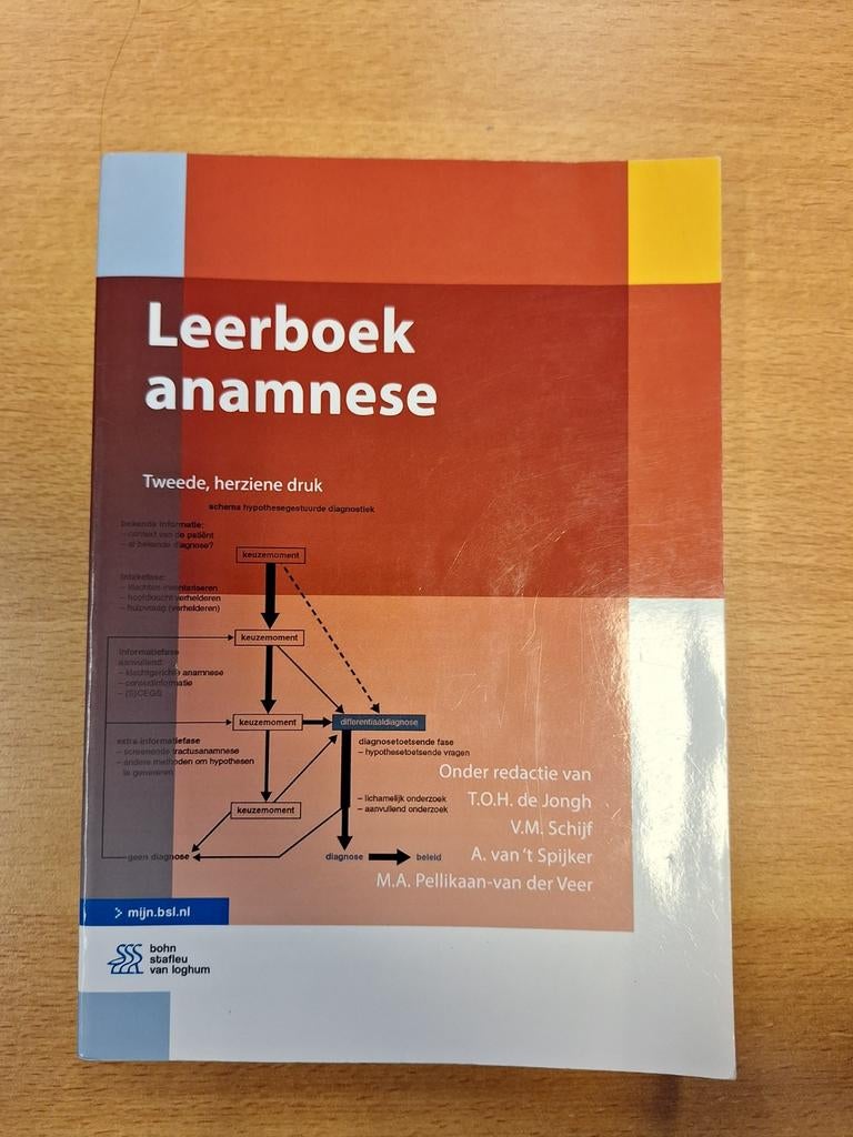 Leerboek Anamnese - Tweede, herziene druk, Boeken, Zo goed als nieuw, T.O.H. de Jongh, V.M. Schijf, A. van ', Alpha, HBO