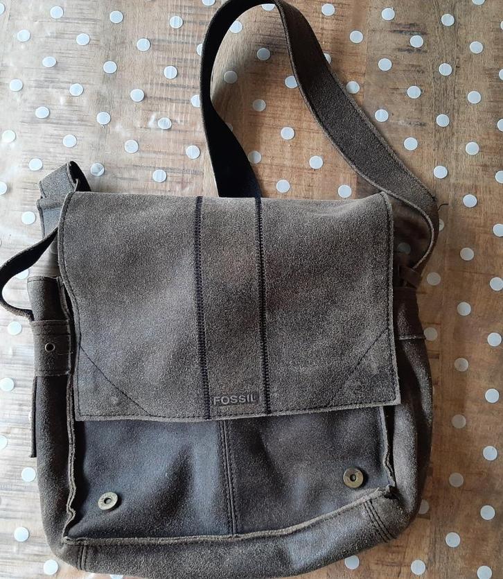 Tas Fossil bruin geruwd leer, Sieraden, Tassen en Uiterlijk, Tassen | Damestassen, Zo goed als nieuw, Overige typen, Bruin, Ophalen of Verzenden