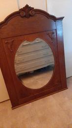 Mooie antieke spiegel  met geslepen glas  90 by130 50 euro, Antiek en Kunst, Ophalen, Rechthoekig
