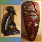 1 houten masker & 1 Ebony beeldje (Afrika) & nog veel meer!, Antiek en Kunst, Ophalen of Verzenden