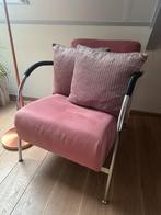 Geweldig mooie stoel/ roze- velours met 2 kussens, Metaal, Fauteuil, Zo goed als nieuw, Eén