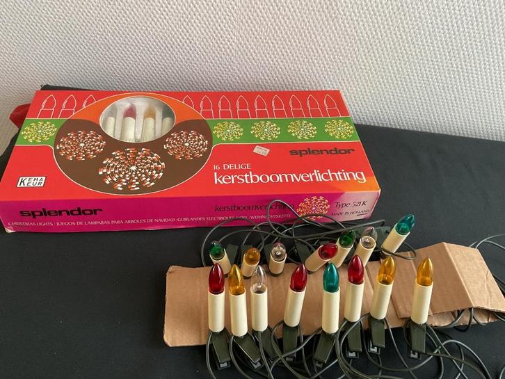 Oude gekleurde kerstverlichting gladde lampjes, Diversen, Kerst, Zo goed als nieuw, Ophalen of Verzenden