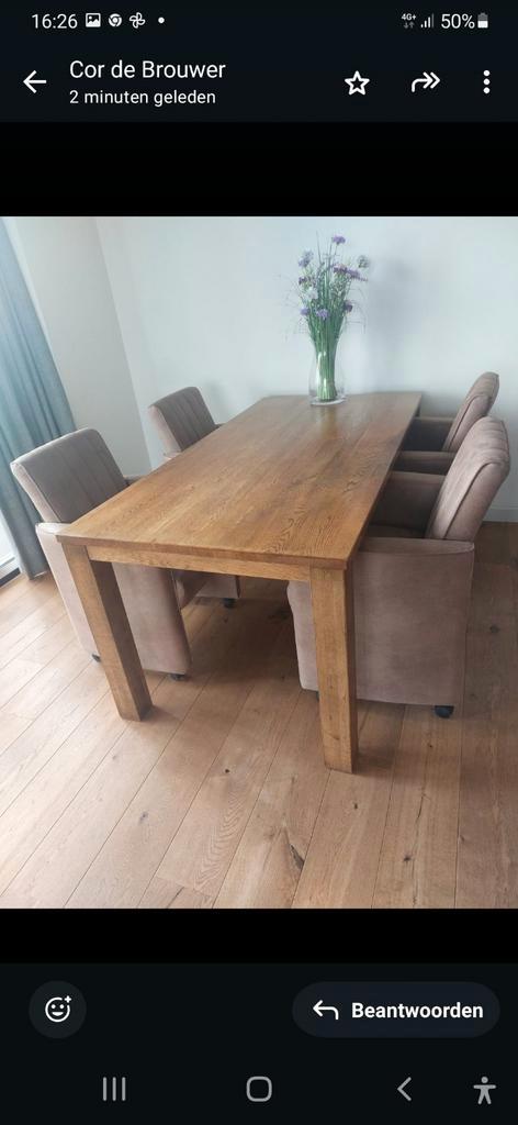 Eiken Eettafel met 4 Stoelen, Huis en Inrichting, Complete eetkamers, Gebruikt, 4 tot 6 stoelen, Ophalen
