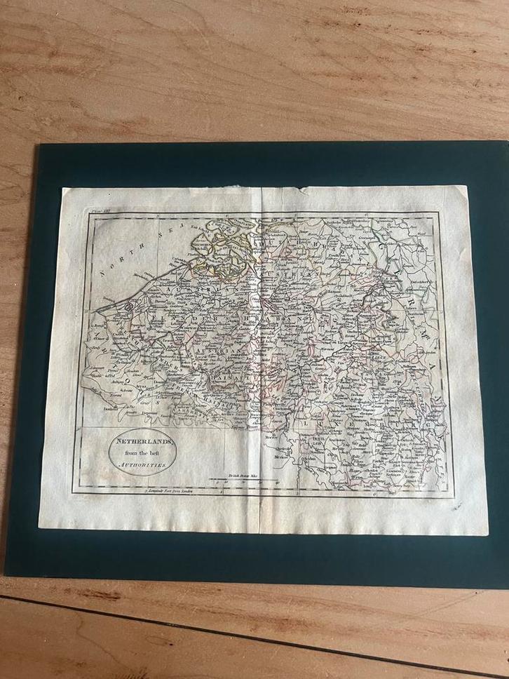 Antieke landkaart België en Zuid-Nederland, Antiek en Kunst, Curiosa en Brocante, Ophalen of Verzenden