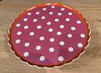 Taartplateau Oilily (voor Douwe Egberts) roze diameter 31 cm, Ophalen of Verzenden, Zo goed als nieuw, Overige stijlen, Schaal of Schalen