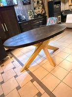 Ovale eettafel zwart eiken met gouden spinpoot, Huis en Inrichting, Tafels | Eettafels, Ophalen, Marlons, Vlaardingen, Marlonshomeliving@hotmail.com